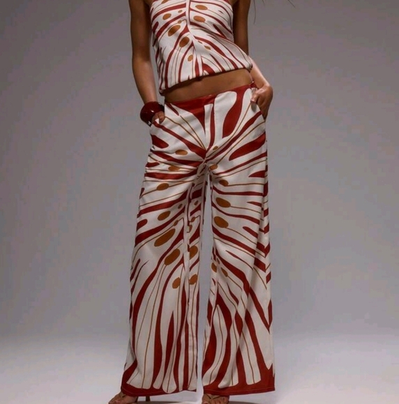 Mid Rise Printed Elegant Wide Leg Trousers Only For Summer Vacation Elegant - Picture 1 of 4